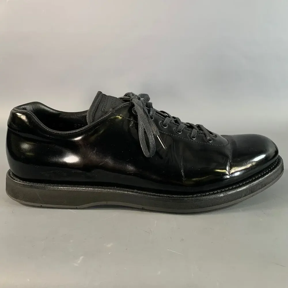 PRADA Size 10 Black 2E2718 Leather Lace Up Shoes